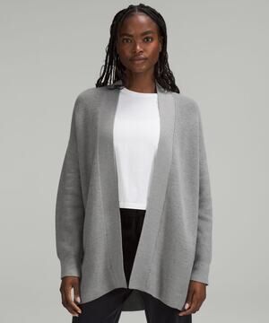 Lululemon Athletica Merino Wool-Blend Ribbed Long Wrap Sweater - 6